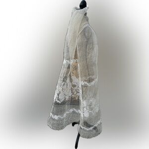 Elegant Sheer Raw Silk off white/ beige head vail shawl